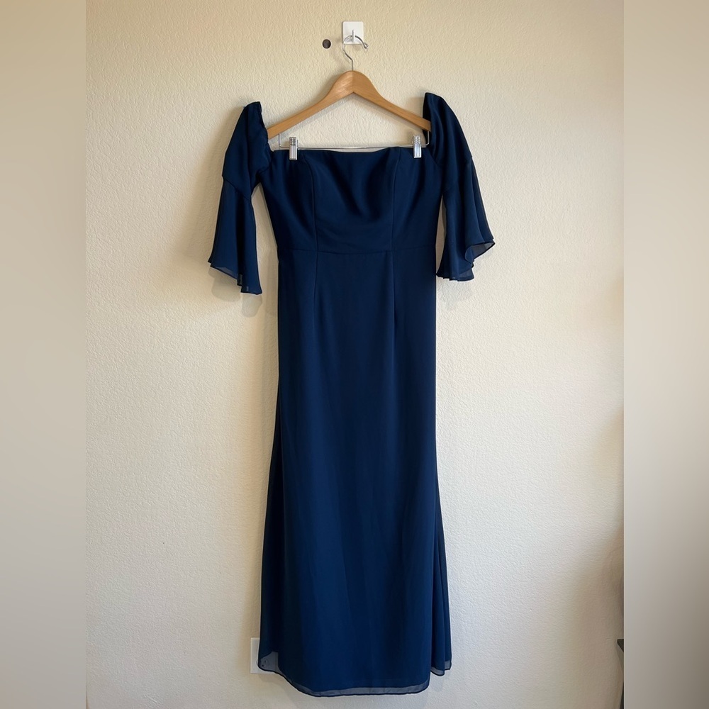 BILL LEVKOFF NAVY 1604 SZ 12 FORMAL BRIDESMAID PROM FORMAL GOWN DRESS‎ maxi